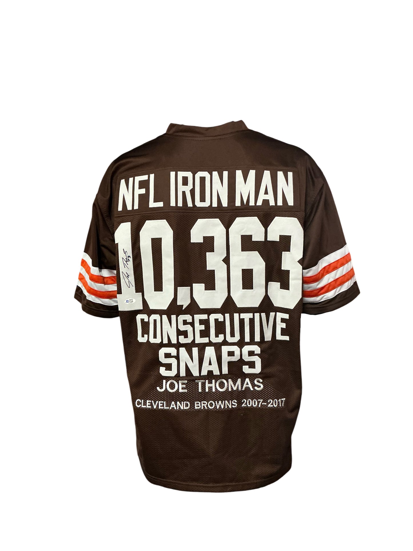 Cleveland Browns Joe Thomas Hand Signed Autographed Custom Brown Jersey 5 STAR COA