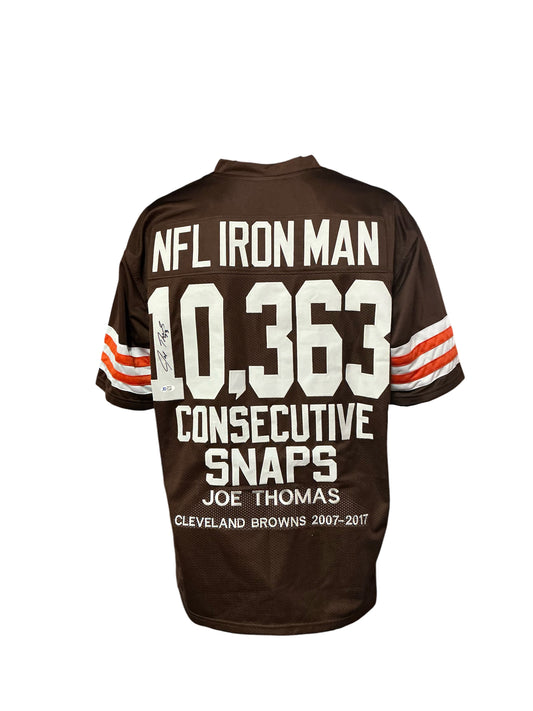 Cleveland Browns Joe Thomas Hand Signed Autographed Custom Brown Jersey 5 STAR COA
