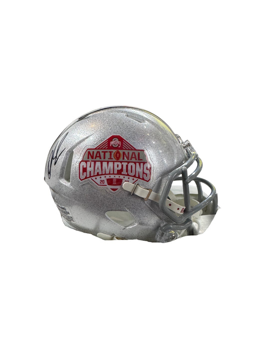 The Ohio State University Buckeyes Quinshon Judkins Hand Signed Autographed 2024 National Championship Mini Helmet Signed in Black includes SWAU COA