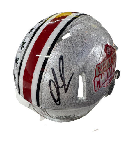 The Ohio State University Buckeyes Quinshon Judkins Hand Signed Autographed 2024 National Championship Mini Helmet Signed in Black includes SWAU COA