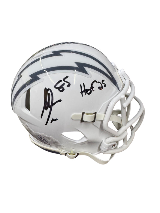 Los Angeles Chargers Antonio Gates Hand Signed Autographed White Salute To Service Mini Helmet Beckett COA