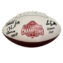 Load image into Gallery viewer, Ohio State Buckeyes Will Howard &amp; Cody Simon Hand Signed Autographed &quot;Offensive MVP&quot; &quot;Defensive MVP&quot; Inscriptions 2024 National Champions Football Swau COA