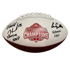 Ohio State Buckeyes Will Howard & Cody Simon Hand Signed Autographed "Offensive MVP" "Defensive MVP" Inscriptions 2024 National Champions Football Swau COA