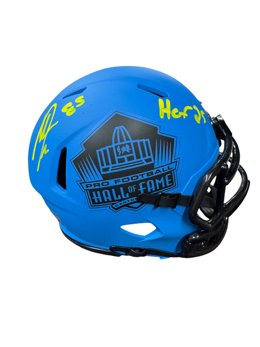 Los Angeles Chargers Antonio Gates Hand Signed Autographed Blue HOF Mini Helmet Beckett COA