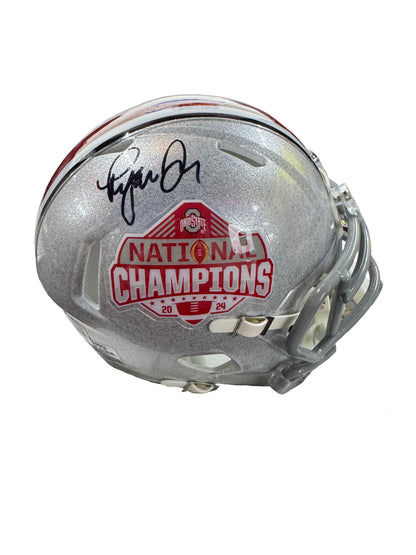 Ohio State Buckeyes Head Coach Ryan Day Hand Signed Autographed National Champions Mini Helmet Beckett COA
