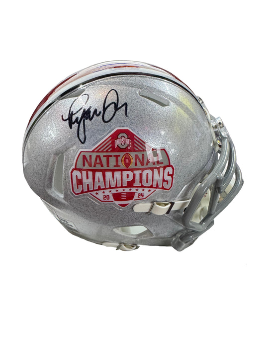 Ohio State Buckeyes Head Coach Ryan Day Hand Signed Autographed National Champions Mini Helmet Beckett COA