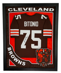 Cleveland Browns Joel Bitonio Hand Signed Autographed Custom Brown Jersey Framed & Double Suede Matted with XL 3D Logo and Team Name Cutouts with JSA COA