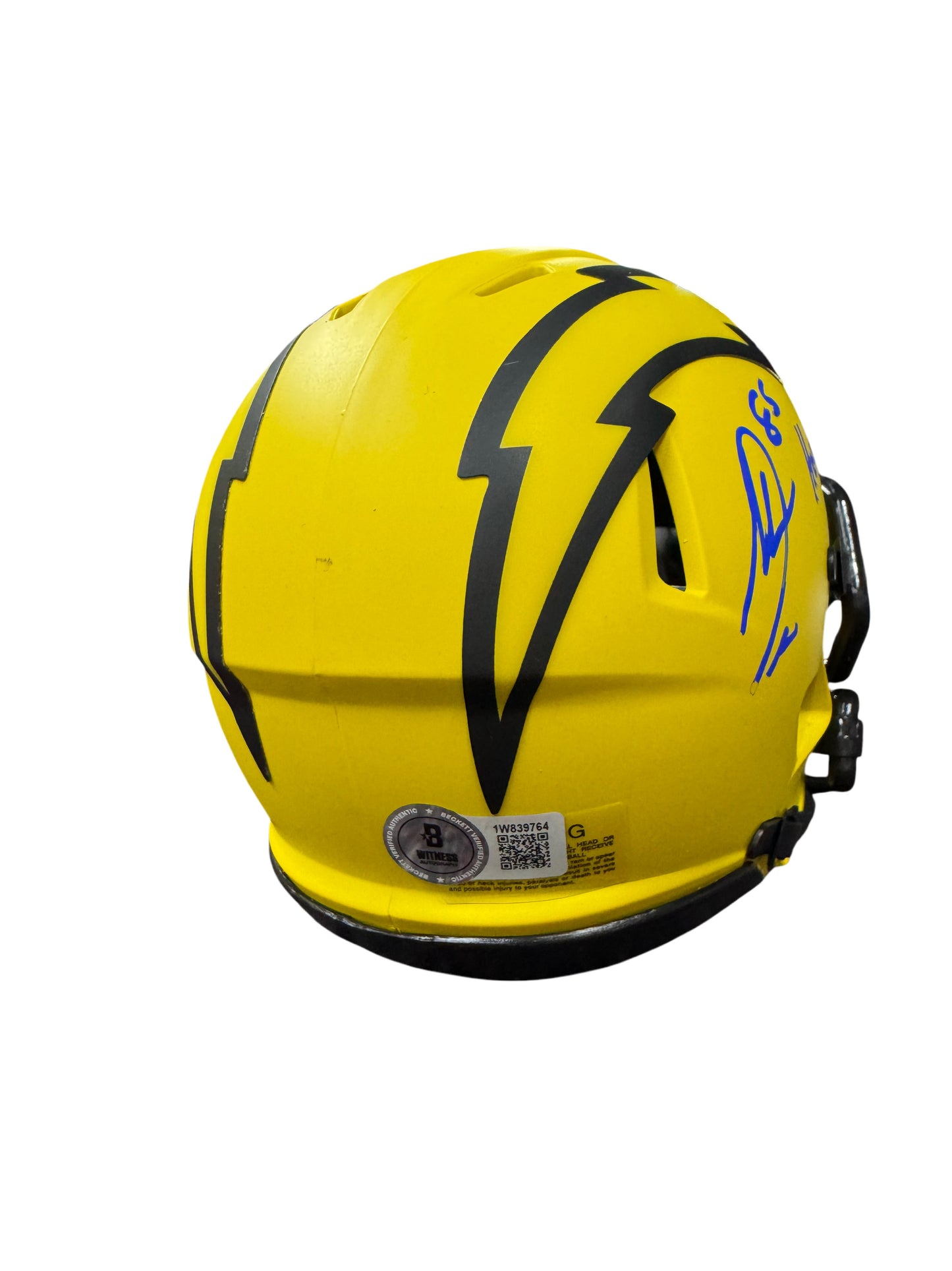 Los Angeles Chargers Antonio Gates Hand Signed Autographed Yellow Mini Helmet Beckett COA