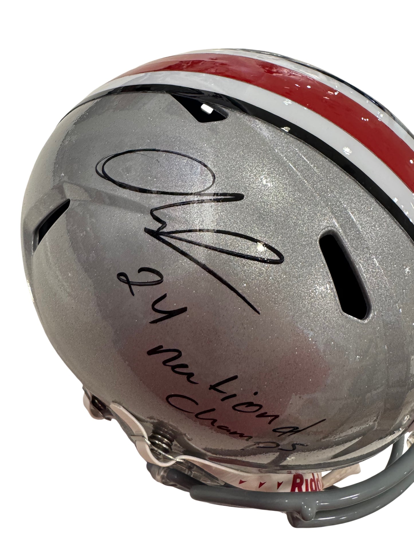 Ohio State Buckeyes Quinshon Judkins Hand Signed Autographed "2024 National Champs" Inscription Full Size Replica Helmet with Swau Coa