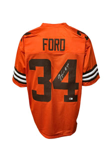 Cleveland Browns Jerome Ford Hand Signed Autographed Custom Orange Jersey Beckett COA