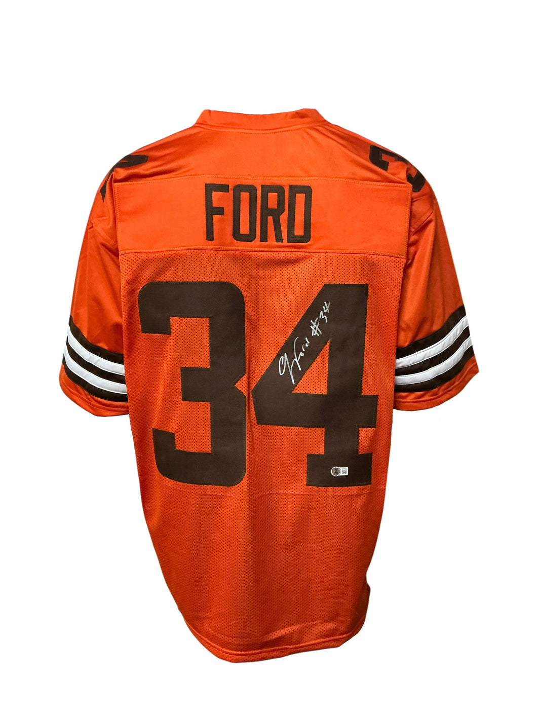 Cleveland Browns Jerome Ford Hand Signed Autographed Custom Orange Jersey Beckett COA