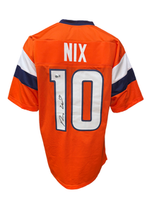 Denver Broncos Bo Nix Hand Signed Autographed Custom Orange Jersey Beckett COA