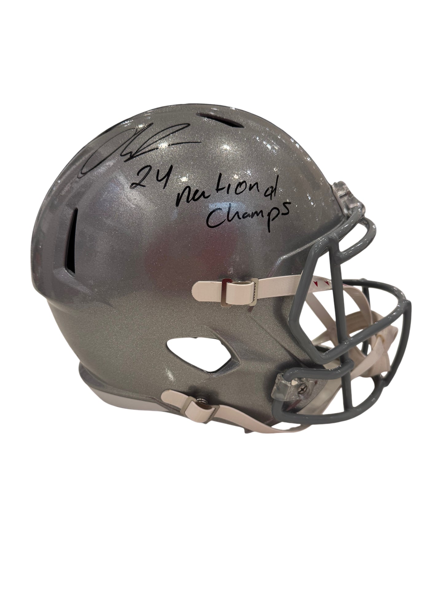 Ohio State Buckeyes Quinshon Judkins Hand Signed Autographed "2024 National Champs" Inscription Full Size Replica Helmet with Swau Coa