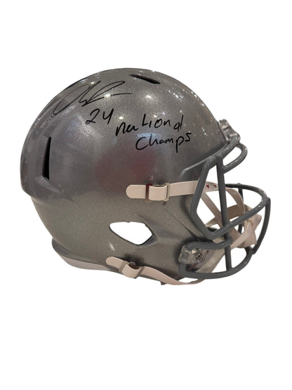 Ohio State Buckeyes Quinshon Judkins Hand Signed Autographed "2024 National Champs" Inscription Full Size Replica Helmet with Swau Coa