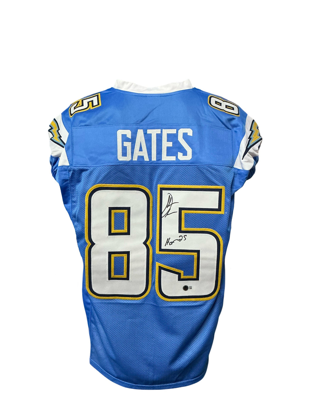 Los Angeles Chargers Antonio Gates Hand Signed Autographed Custom Blue Jersey BECKETT COA