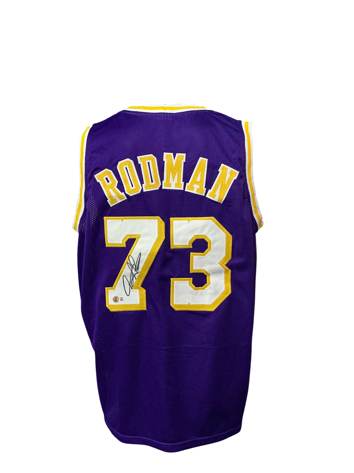 Los Angeles Lakers Dennis Rodman Hand Signed Autographed Custom Purple Jersey BECKETT COA