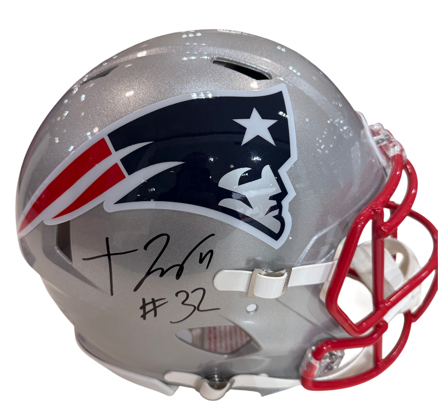 New England Patriots TreVeyon Henderson Hand Signed Autographed Authentic Full-Size Helmet with PROVA COA