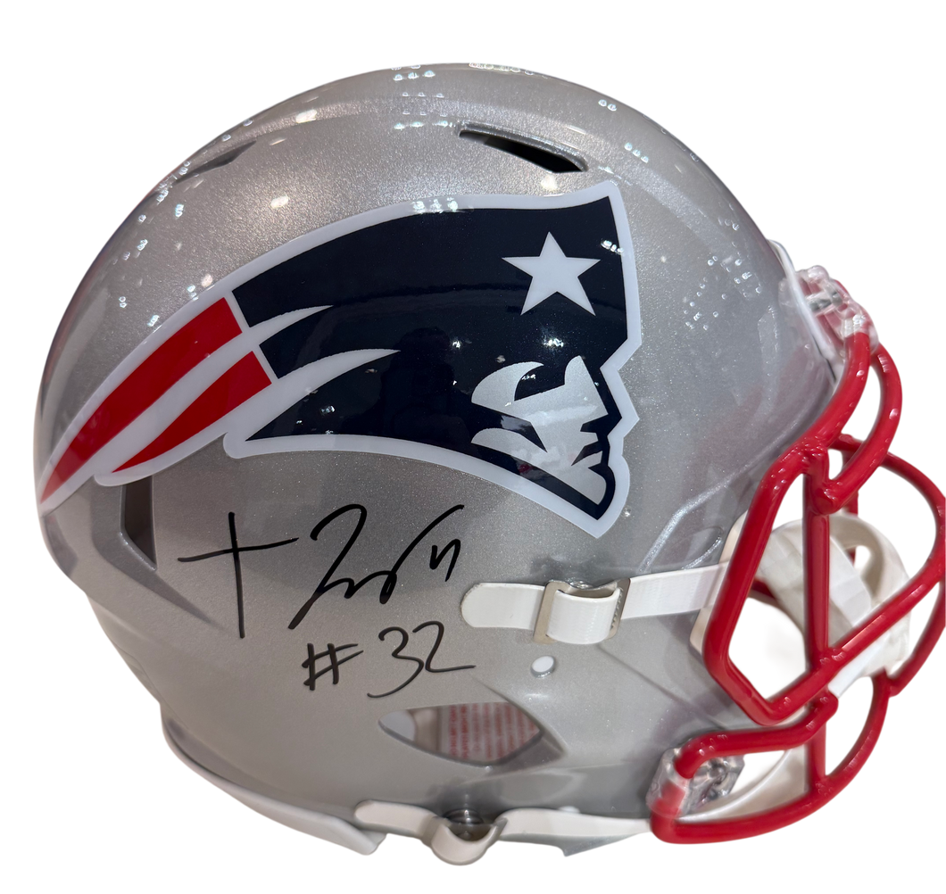New England Patriots TreVeyon Henderson Hand Signed Autographed Authentic Full-Size Helmet with PROVA COA