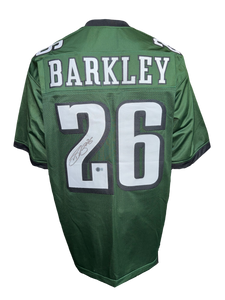 Philadelphia Eagles Saquon Barkley Hand Signed Autographed Custom Green Jersey Beckett COA