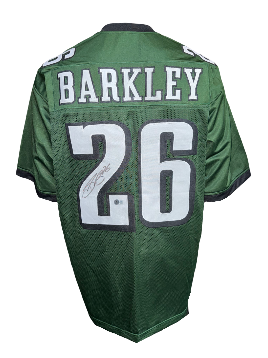 Philadelphia Eagles Saquon Barkley Hand Signed Autographed Custom Green Jersey Beckett COA