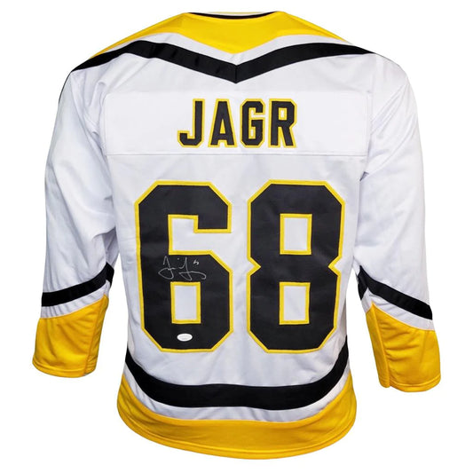 Pittsburgh Penguins Jaromir Jagr Hand Signed Autographed Custom White Jersey JSA COA