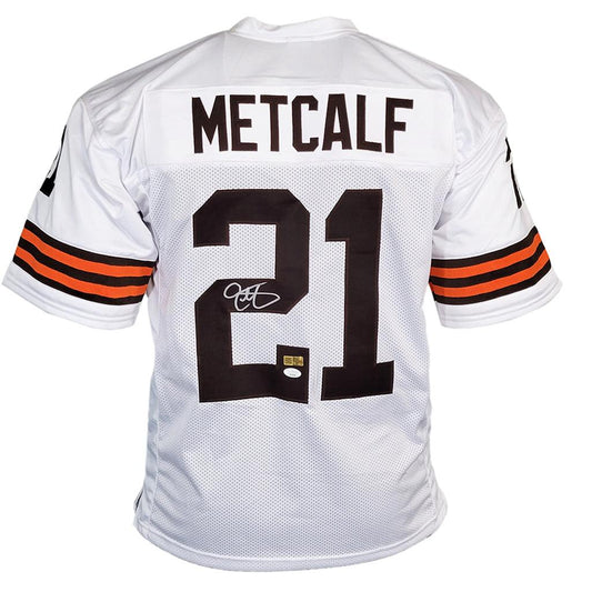 Cleveland Browns Eric Metcalf Hand Signed Autographed Custom White Jersey with JSA COA