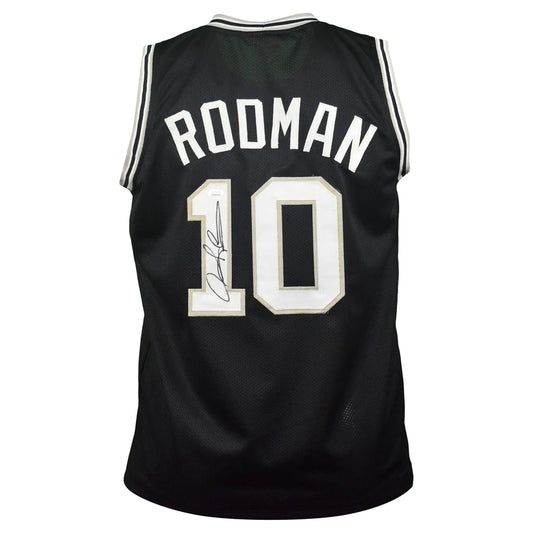 San Antonio Spurs Dennis Rodman Hand Signed Autographed Custom Black Jersey JSA COA