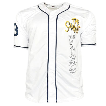 The Sandlot Cast  Hand Signed Autographed Custom White Jersey Beckett COA