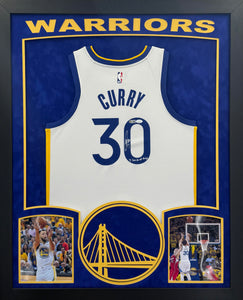 Golden State Warriors Stephen Curry Hand Signed Autographed "I can do all things" Inscription Authentic White Jersey Framed & Double Suede Matted with XL 3D Logo and Team Name Cutout JSA and Player COA