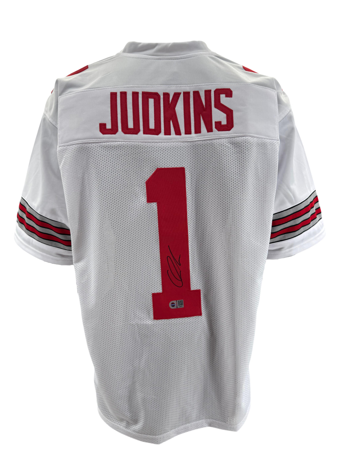 Ohio State Buckeyes Quinshon Judkins Hand Signed Autographed Custom White Jersey Swau COA