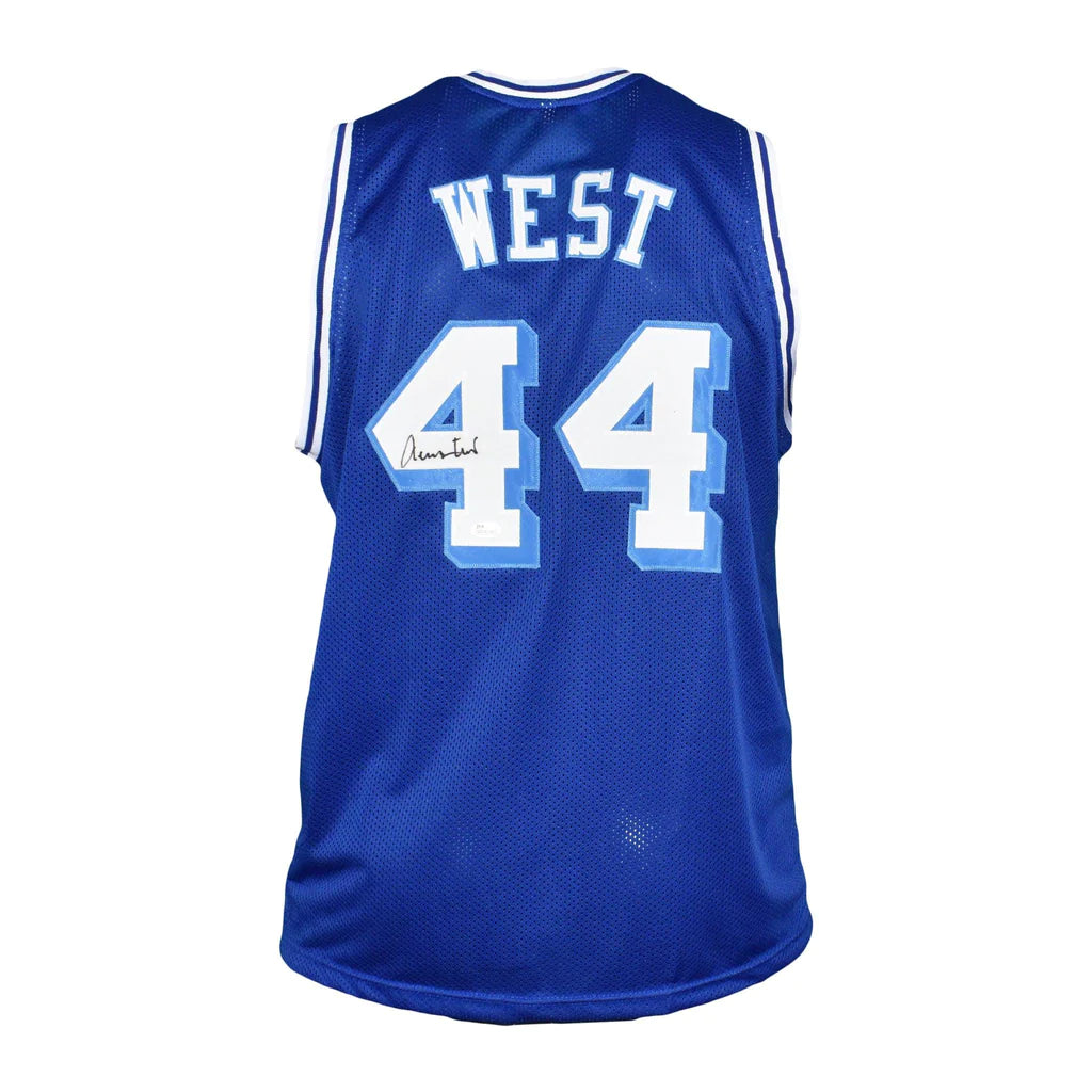 Los Angeles Lakers Jerry West Hand Signed Autographed Custom Blue Jersey JSA COA