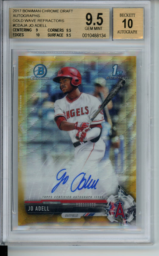 2017 Bowman Draft #BDC-95 Jo Adell Chrome Sky Blue Refractor BGS 9.5 Mint+