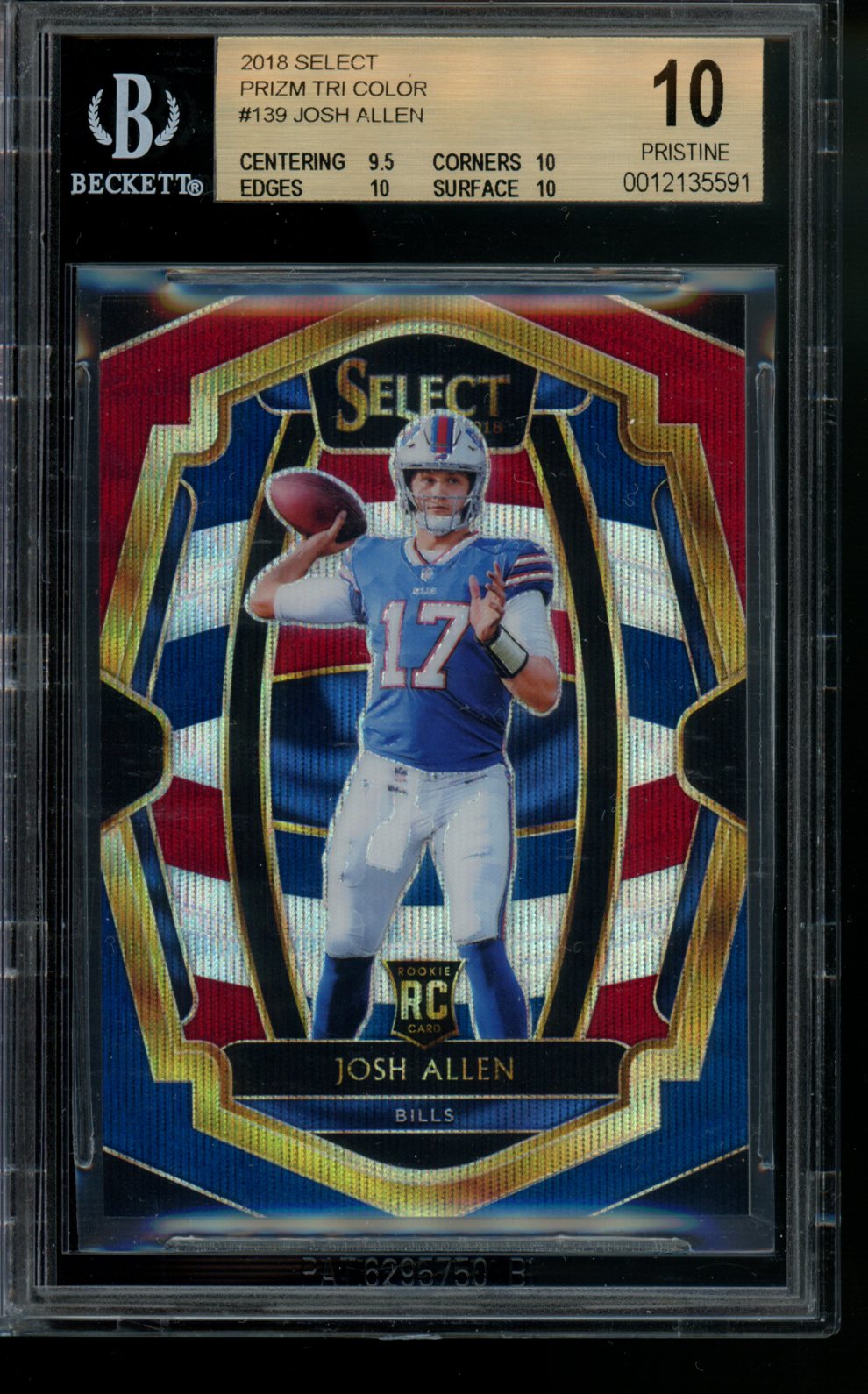 2018 Panini Select # Josh Allen Red White Blue BGS 10 Gem Mint