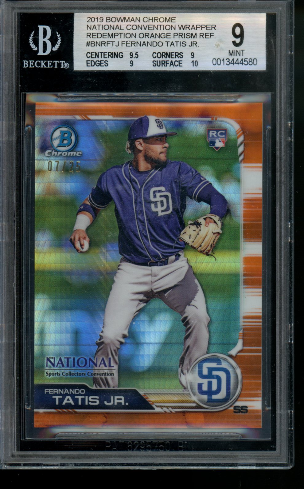 2019 Bowman Chrome #CRA-FTJ Fernando Tatis Jr. Rookie Autographs SuperFractor BGS 9 Mint