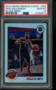 2019 Hoops Premium Stock #296 Zion Williamson Prizms Green PSA 10 Gem Mint