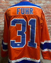 Load image into Gallery viewer, Grant Fuhr Edmonton Oilers Signed Orange Jersey JSA COA