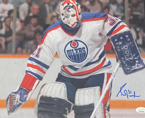 Grant Fuhr Edmonton Oilers Signed 11x14 Photo JSA COA