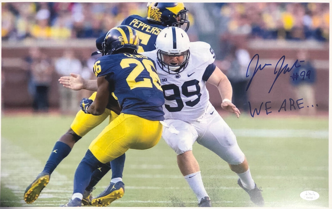 Joe Julius Penn State Nittany Lions Signed 11x17 with We Are... Inscription includes JSA COA