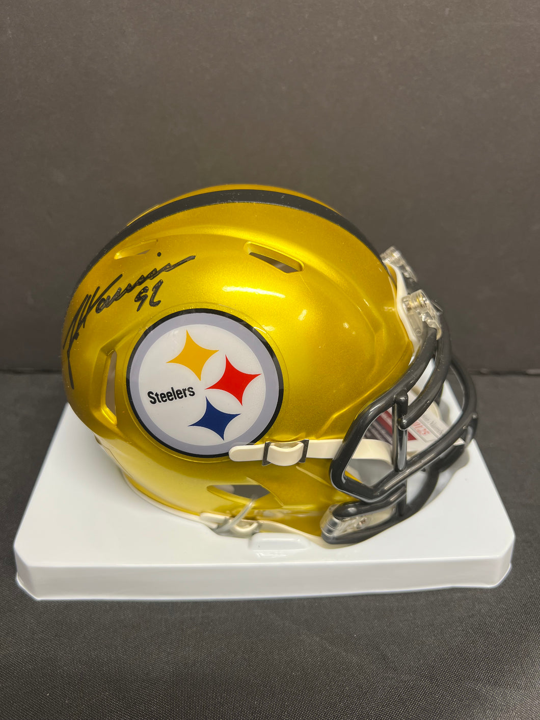Pittsburgh Steelers James Harrison Signed Speed Flash Mini Helmet with JSA COA