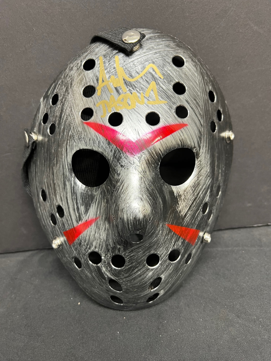 Ari Lehman Friday the 13th Signed Silver Mask with Jason 1 Inscr. With JSA COA