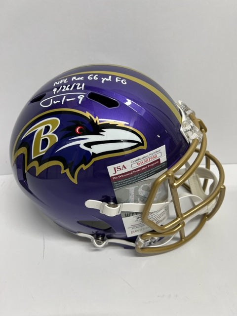 Baltimore Ravens Justin Tucker Signed Full Size Flash with Inscription with JSA COA