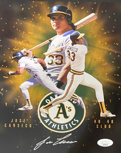 Jose Canseco Oakland Athletics Signed 8x10 Collage With JSA COA