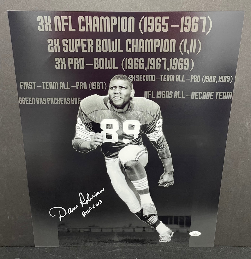 Dave Robinson Green Bay Packers Signed 16x20 Stats Photo w/ 