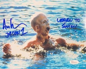 Ari Lehman Signed Friday the 13th 8x10 Drowning Learn To Swim Inscr. With JSA COA