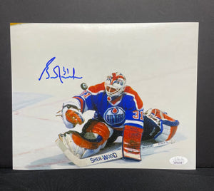 Grant Fuhr Edmonton Oilers Signed 8x10 Horizontal Photo "Sprawling Save" JSA COA