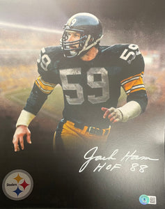 Jack Ham Pittsburgh Steelers Signed 11x14 photo w/ "HOF 88" inscription Beckett COA