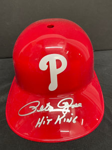 Pete Rose Philadelphia Phillies Signed Batting Helmet w/ "Hit King" Inscription JSA COA