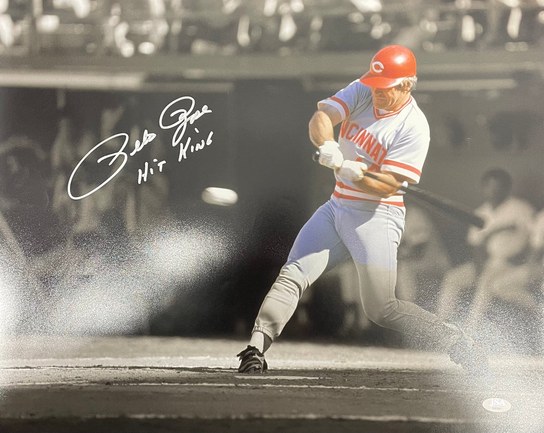 Cincinnati Reds Pete Rose Signed Custom Blackout 8x10 Photo with Hit King Inscription & JSA COA