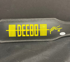 James Harrison Pittsburgh Steelers Signed Authentic Leather Weight Belt w/ Deebo Print (Yellow) JSA COA