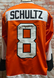 Dave "The Hammer" Schultz Philadelphia Flyers Signed Orange Jersey JSA COA
